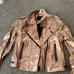 Blank NYC Metallic Rose Gold Leather Moto Jacket